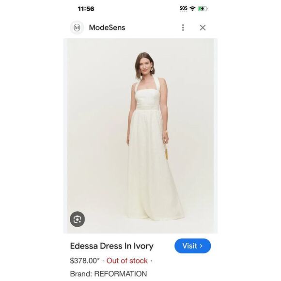 REFORMATION Edessa Halter Dress In Ivory Women's Size 6 NWT - Picture 4 of 16